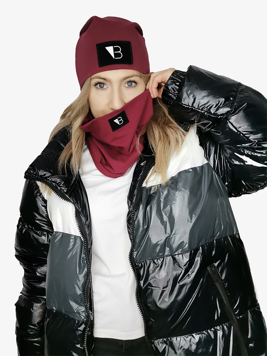 Bordowy zestaw czapka smerf+komin/unisex Lucas Brondel