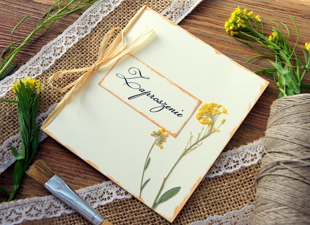 zaproszenia i kartki na ślub Zaproszenia ślubne botaniczne naturalne