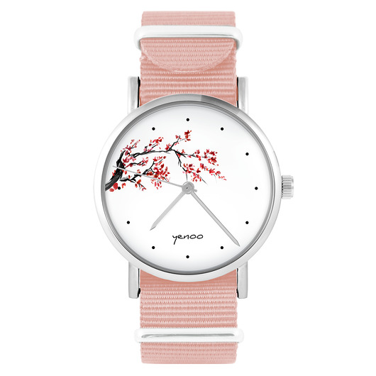 zegarki damskie Zegarek - Kwitnąca wiśnia - brzoskwiniowy róż