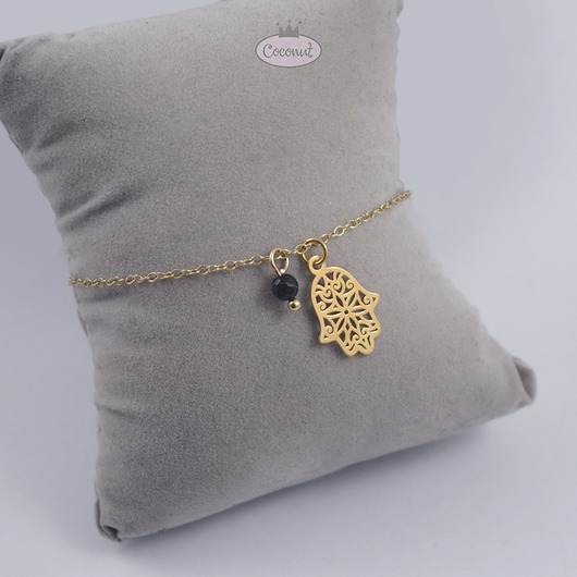 HAMSA - bransoletka, srebro złocone COCONUT