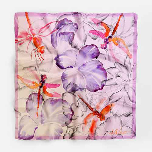 apaszki Petals Dragonflies - apaszka jedwabna