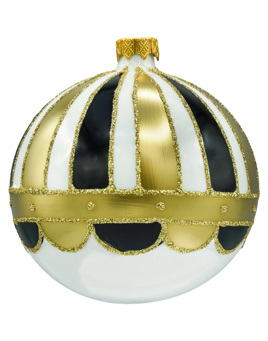 bombki Bombka okrągła biała: czarno-złoty 2 sztuki