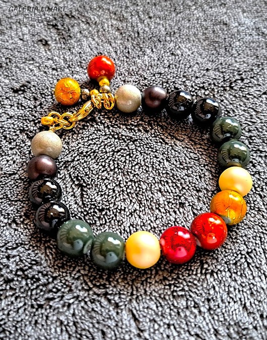 bransoletki - inne Bajecznie kolorowa bransoletka Boho ze szklanych pereł prezent  handmade