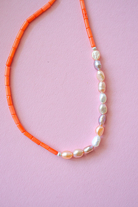 bransoletki z kamieni naturalnych Naszyjnik Pearl Orange