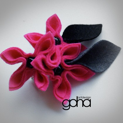 różowe z czarnym FlowerFelt Design