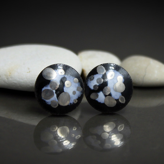 kolczyki ceramiczne PEBBLE Platinum 11mm/stal chirurgiczna/