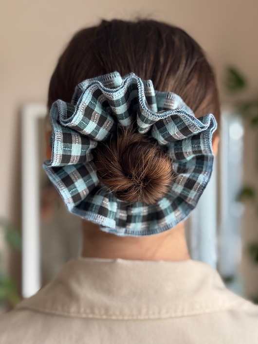 gumki do włosów Scrunchie Falbana Kratka