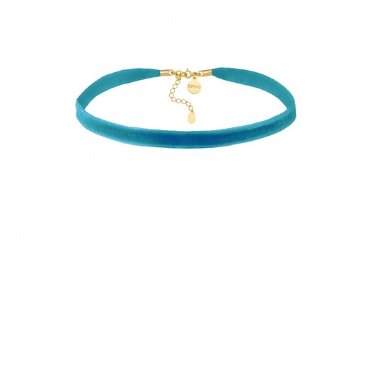 Ciemnoturkusowy aksamitny choker z zapięciem SOTHO