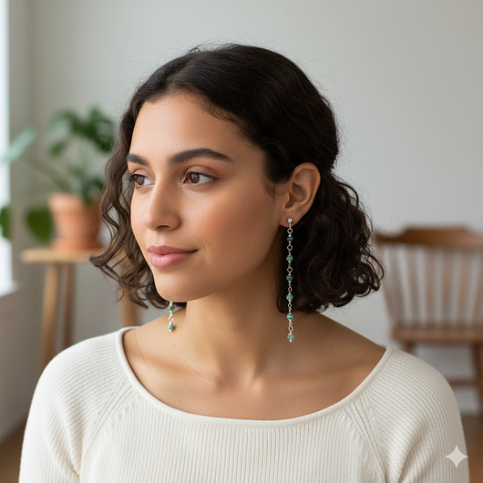 kolczyki srebrne Długie kolczyki srebro z turkusami