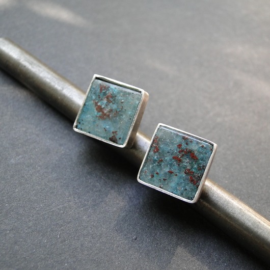 kolczyki srebrne Sztyfty Kupryt kwadrat