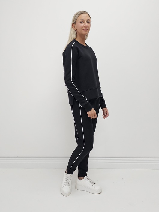 komplety damskie Sabela minimalistyczny komplet z lamówkami - Black