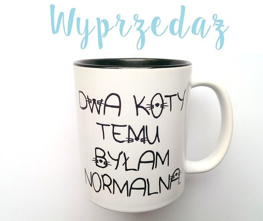Kubek DWA KOTY TEMU z CZARNYM WNĘTRZEM FarrowDesign