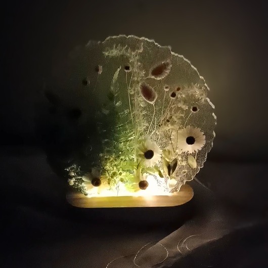 dekoracje świetlne Lampka z naturalnymi kwiatami - zielona