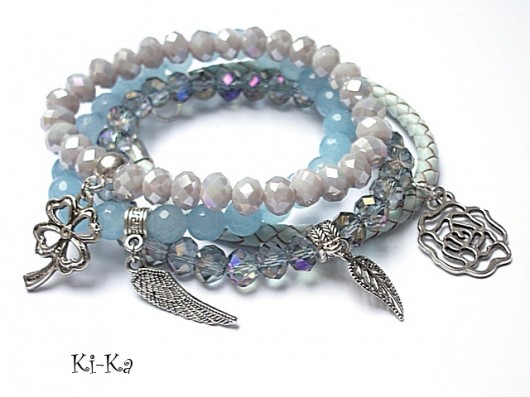 bransoletki z kamieni naturalnych Blue satine set