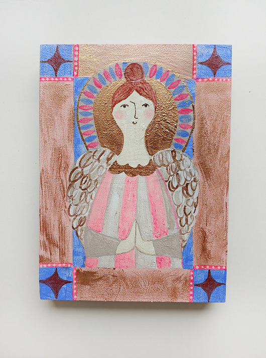 obrazy Anioł ręcznie malowany na desce, 1 egzemplarz