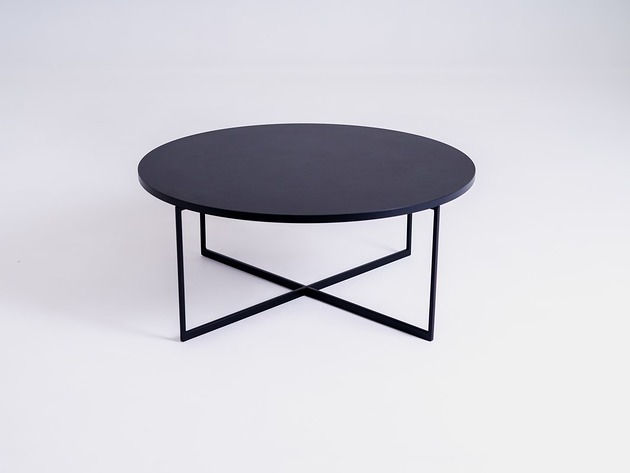 meble - stoły i stoliki - stoliki kawowe Designerski okrągły stolik kawowy NIKO 80 cm czarny podstawa X