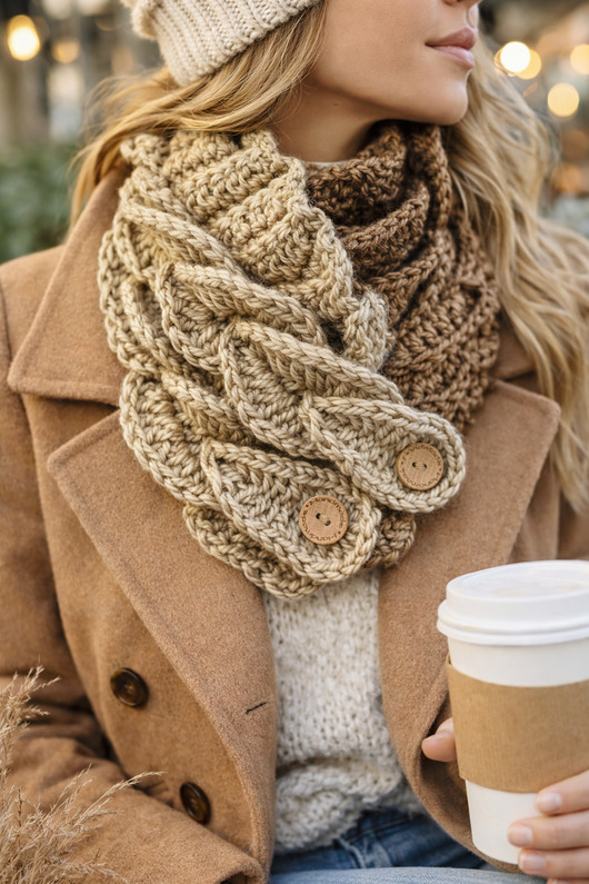 szale damskie Komin na szydełku