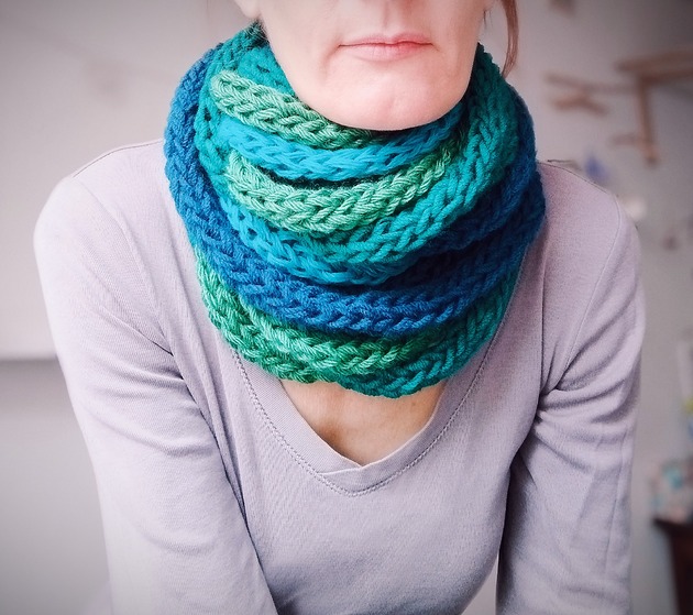 szale damskie Szal/zamotka szalik granat zieleń turkus