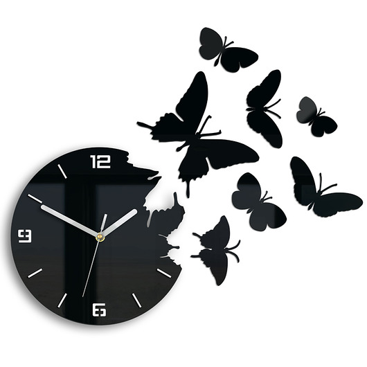 Zegar ścienny Motyl 3D Czarny ModernClock