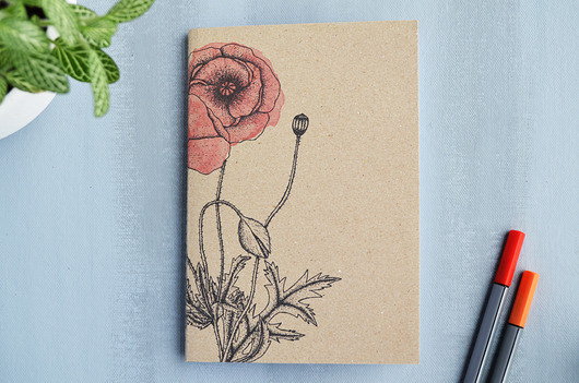 Eko-notes z ilustracją maka Anna Chudzik Pawlik Art