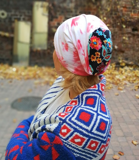 czapka dzianinowa damska dresowa farbowana folk ruda klara