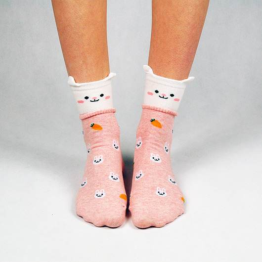 Różowe skarpetki z króliczkiem! uszka 3D CandySox