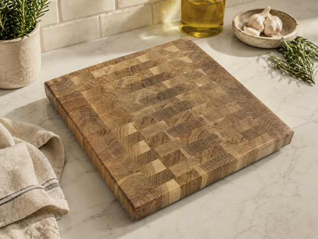 deski do krojenia i tace Dębowa deska do krojenia w stylu End Grain. Sztorcowy blok do krojenia.
