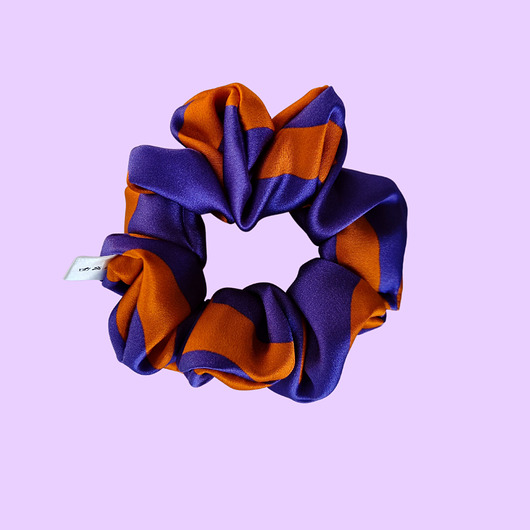 gumki do włosów Gumka jedwabna, scrunchie, frotka fioletowa koniczyna MIDI