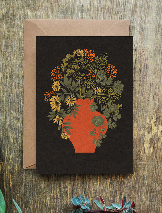 kartki okolicznościowe - wydruki Kartka orange vase, kartka okolicznościowa, pocztówka
