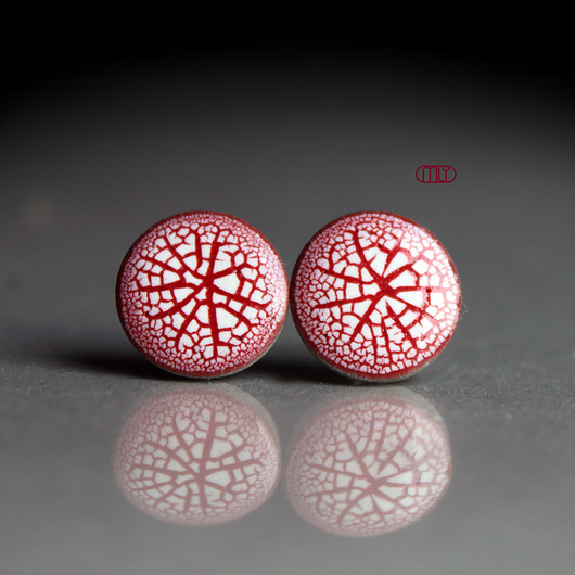 kolczyki ceramiczne Spękane 14mm/stal chirurgiczna