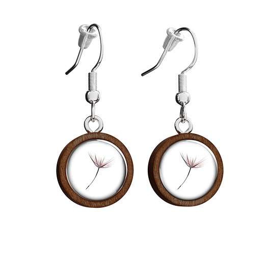kolczyki drewniane Kolczyki drewniane - Dmuchawiec - wiszące