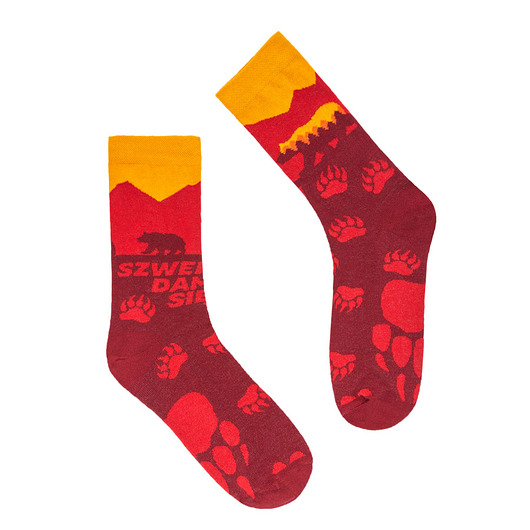 skarpetki męskie Kolorowe skarpetki Szwendam się NIEDŹWIEDŹ czerwone - 43-46