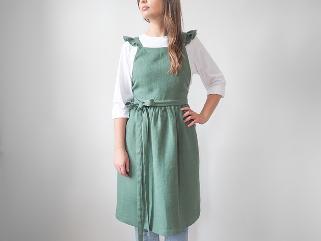 fartuchy kuchenne Lniany fartuszek retro EUCALYPTUS GREEN