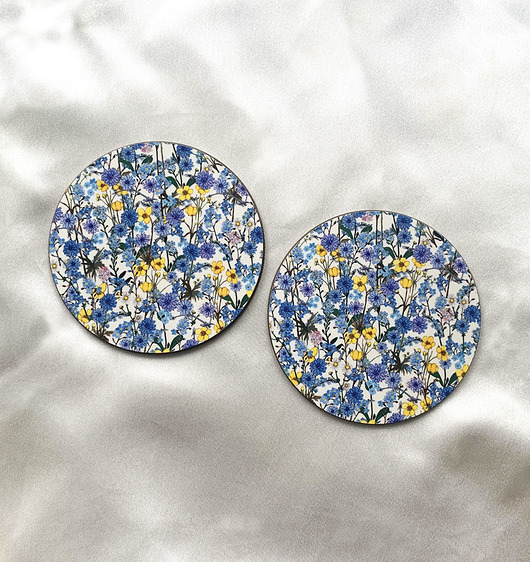 podkładki do kuchni Podkładki pod kubek- Niezapominajka- Flora- Polne kwiaty- Ilustracja