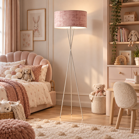 lampy podłogowe Czarna lampa podłogowa do salonu na 3 nogach PARYŻ VELUR KIDS