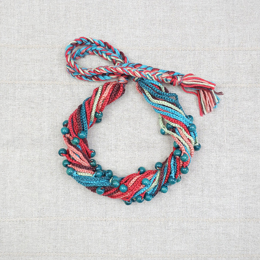 kolie 5815 Wielobarwny naszyjnik handmade z drewnianymi koralikami