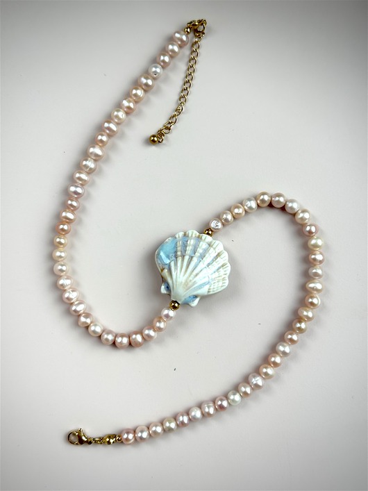 korale Naszyjnik z pereł z muszl