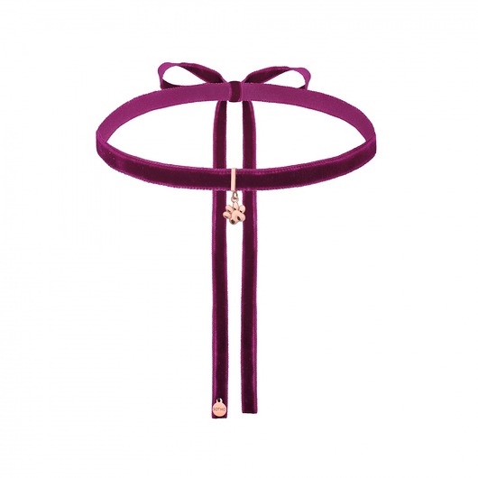 Purpurowy choker z łapką z różowego złota SOTHO
