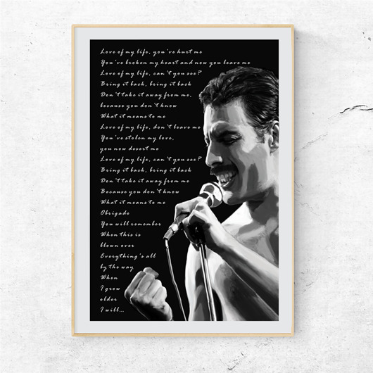 Plakat Freddie Mercury Queen Love of my life Be ART