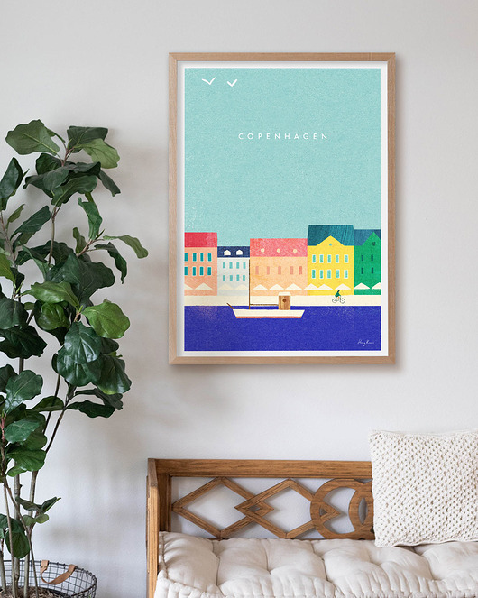plakaty Kopenhaga Dania - kolorowe kamienice Nyhavn - plakat fine art