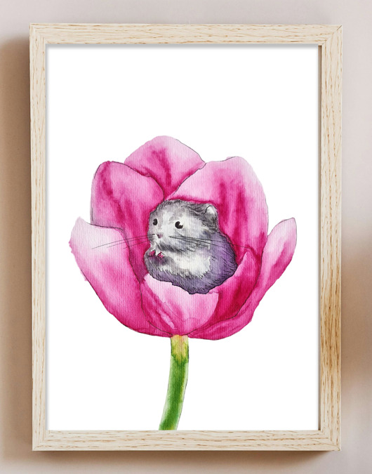 plakaty Plakat Chomiczek w Tulipanie