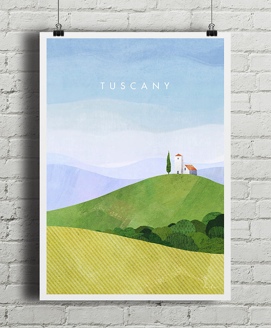 plakaty Plakat Toskania Włochy - zielone wzgórza