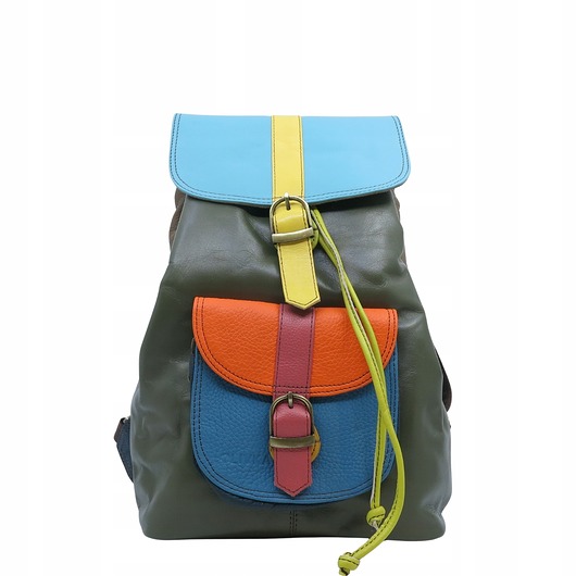 plecaki Plecak damski kolorowy skórzany regulowane szelki pojemny OLIVKA