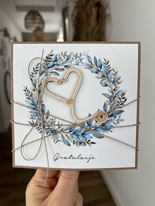 kartki scrapbooking Ręcznie robiona kartka gratulacje z okazji uzyskania absolutorium obrony prac