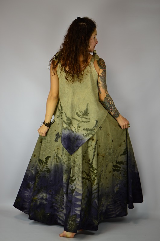 spódnice maxi Barwiona Roślinami Spódnica "Nimfa z Głębin"