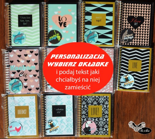 Personalizacja, notatnik z twoim tekstem Sowia Aleja