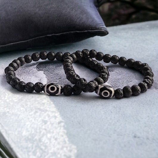 biżuteria męska KOMPLET dla PARY : TALIZMAN : agat tybetański