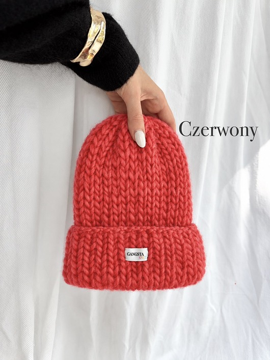 czapki damskie Czapka Lily 100% wełna *czerwony*