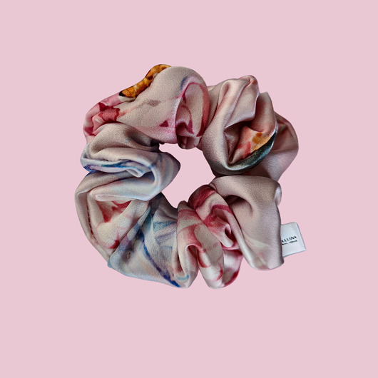gumki do włosów Gumka jedwabna, scrunchie, frotka wiosenne kwiaty MIDI