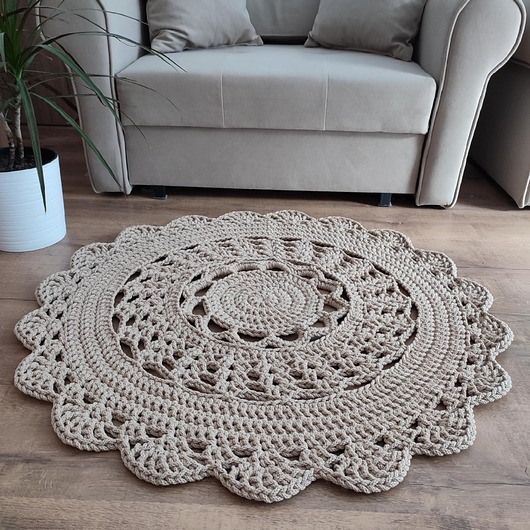 dywany Dywan ze sznurka bawełnianego szydełkowy 90cm